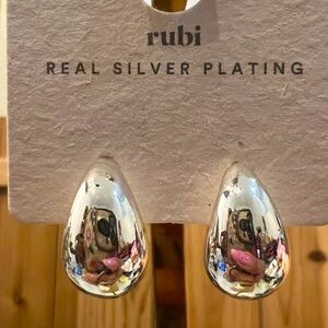 Rubi Silver Plated Tear Drop Stud Earrings